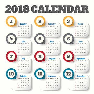2018 Modern calendar template .Vector/illustration