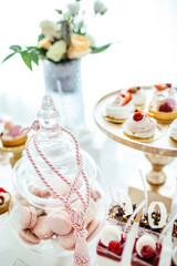 Table with loads of cakes, cupcakes, cookies and cakepops.