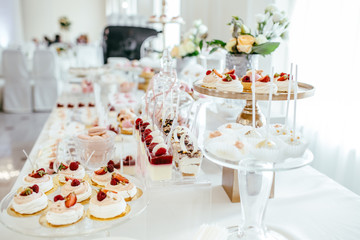 Table with loads of cakes, cupcakes, cookies and cakepops.