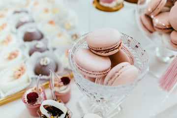 Table with loads of cakes, cupcakes, cookies and cakepops.