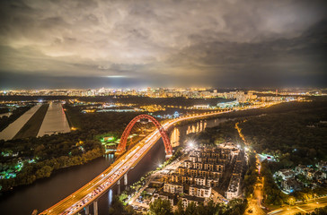 Fototapeta na wymiar Moscow. Picturesque bridge. The view from the top. Panorama. Zhivopisny Bridge