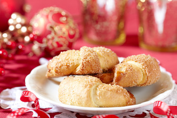 Christmas cake with brown sugar on a plate