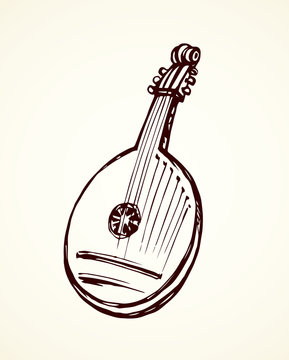 sketchy lute musical instrument drawing clip art preview