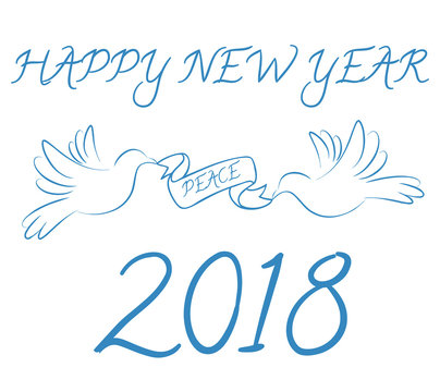 Happy New Year 2018 with peace symbol