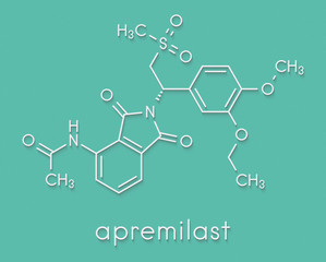 Apremilast investigational psoriasis drug molecule. Skeletal formula.