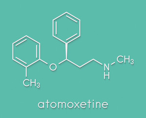 Fototapeta premium Atomoxetine attention-deficit hyperactivity disorder (ADHD) drug molecule. Skeletal formula.