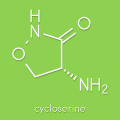 Cycloserine (D-cycloserine) tuberculosis drug molecule. Skeletal formula.