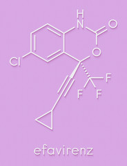 Efavirenz HIV drug molecule. Skeletal formula.