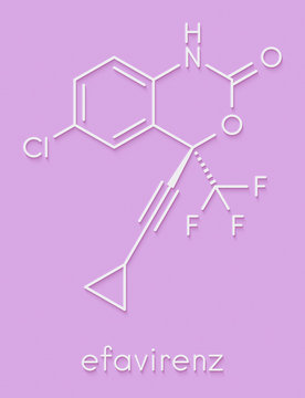Efavirenz HIV drug molecule. Skeletal formula.