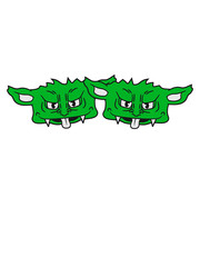 kopf gesicht 2 team paar brüder freunde gnom frech klein monster horror halloween böse ork troll comic cartoon clipart