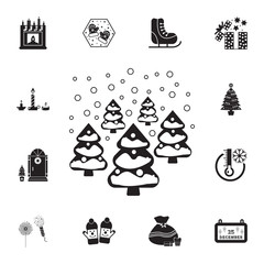 Fototapeta na wymiar Winter forest icon. Set of elements Christmas Holiday or New Year icons. Winter time premium quality graphic design collection icons for websites, web design