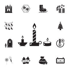 burning candles icon. Set of elements Christmas Holiday or New Year icons. Winter time premium quality graphic design collection icons for websites, web design