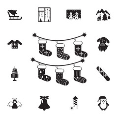 Christmas socks on rope icon. Set of elements Christmas Holiday or New Year icons. Winter time premium quality graphic design collection icons for websites, web design