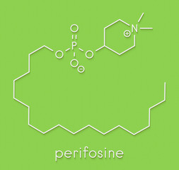 Fototapeta premium Perifosine investigational cancer drug molecule. Skeletal formula.