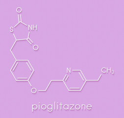 Pioglitazone diabetes drug molecule. Skeletal formula.