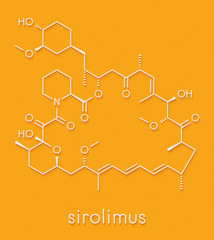 Fototapeta premium Sirolimus (rapamycin) immunosuppressive drug molecule. Used to prevent transplant rejection and in coronary stent coating. Skeletal formula.