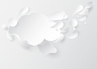 Abstract clouds paper art style on grey bachground.Vector illustration.