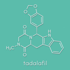 Tadalafil erectile dysfunction drug molecule. Skeletal formula.