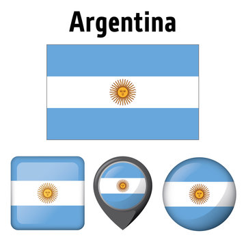 Illustration flag of Argentina, and several icons. Ideal for catalogs of institutional materials and geography