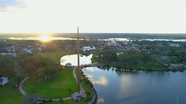 Aerial footage The Great Cross St Augustine FL