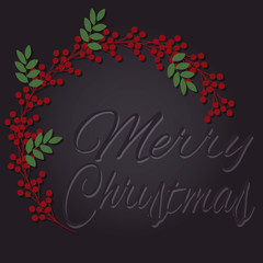 Merry Christmas Seamless Background Pattern with heart, leaves, snowflakes, hollies, star and lettering
