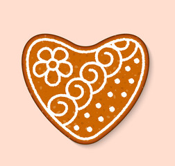 Christmas cookie heart love wedding cake vector sweet desserts cooked food traditional cakes for Xmas dinner and teatime illustration