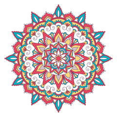Ethnic ornamental mandala. Decorative design element. Hand drawn vector illustration