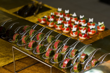 food on a buffet table