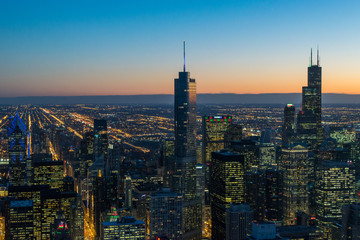 Chicago skyline at sunset