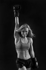 beautiful woman with the boxing gloves