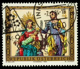 Holy Family on postage stamp