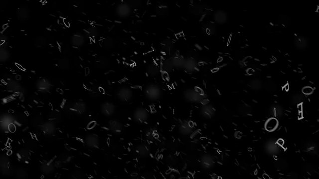 English Alphabet Flying in the Wind in Alpha Channel