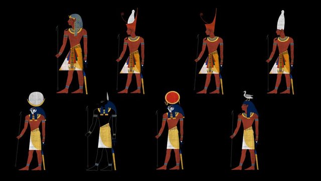 Egyptian Pharaohs and Gods in Alpha Channel