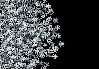 Christmas snowflakes scattered card for winter holidays