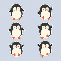 cute sticker with cute penguin