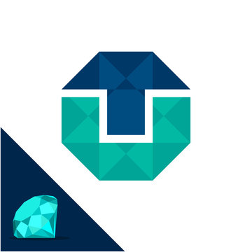 Icon logo with a diamond / polygonal concept with combination of initials letter T & U