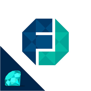 Icon logo with a diamond / polygonal concept with combination of initials letter F & J
