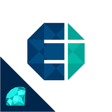 Icon logo with a diamond / polygonal concept with combination of initials letter E & I