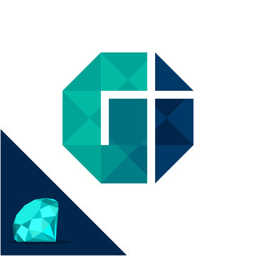 Icon logo with a diamond / polygonal concept with combination of initials letter G & I
