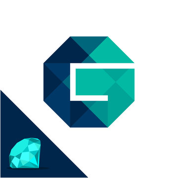 Icon logo with a diamond / polygonal concept with combination of initials letter G