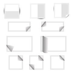 White paper square stickers with shadows