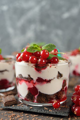 Dessert with red currant