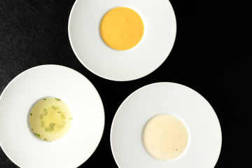 ３種のスープ　Vichyssoise,Consomme,potage