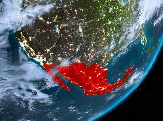 Orbit view of Mexico at night