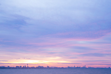 Pink sky and beautiful sea at sunset Koh Larn, Pattaya, Thailand
