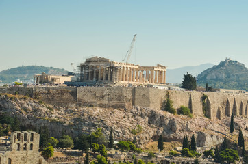 Fototapeta premium acropolis parthenon caryatids landscape athesn greece morning
