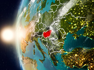 Hungary during sunset on Earth