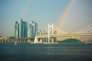 Beautiful rainbow in downtown at Busan,South Korea.