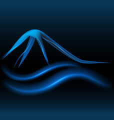 Blue mountains glowing neon background vector design
