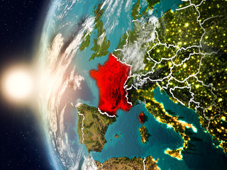 France during sunset on Earth